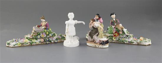 A group of Minton bone china figures, c.1825-45, largest 21.5cm, some damage